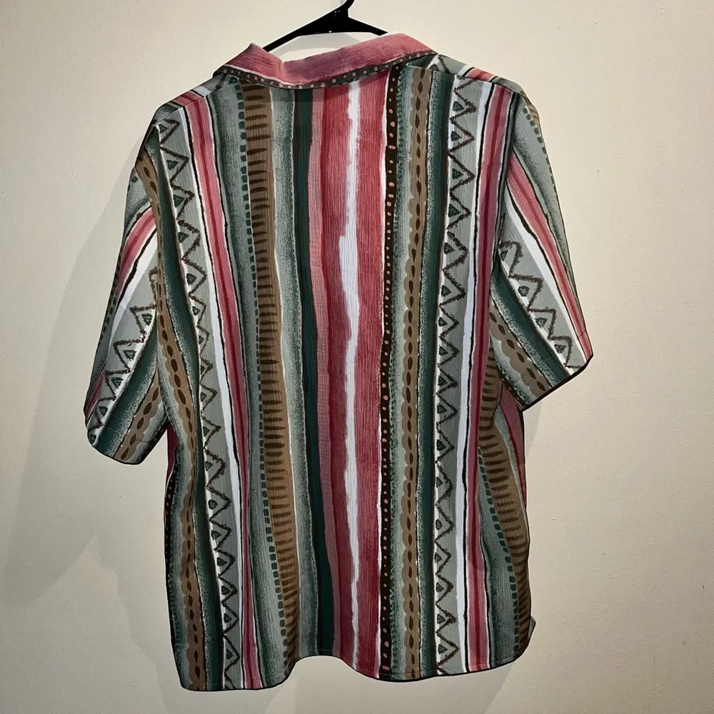 Watermelon Striped Collared Button Up, Vintage Pink & Green Shirt - Picture 4 of 4